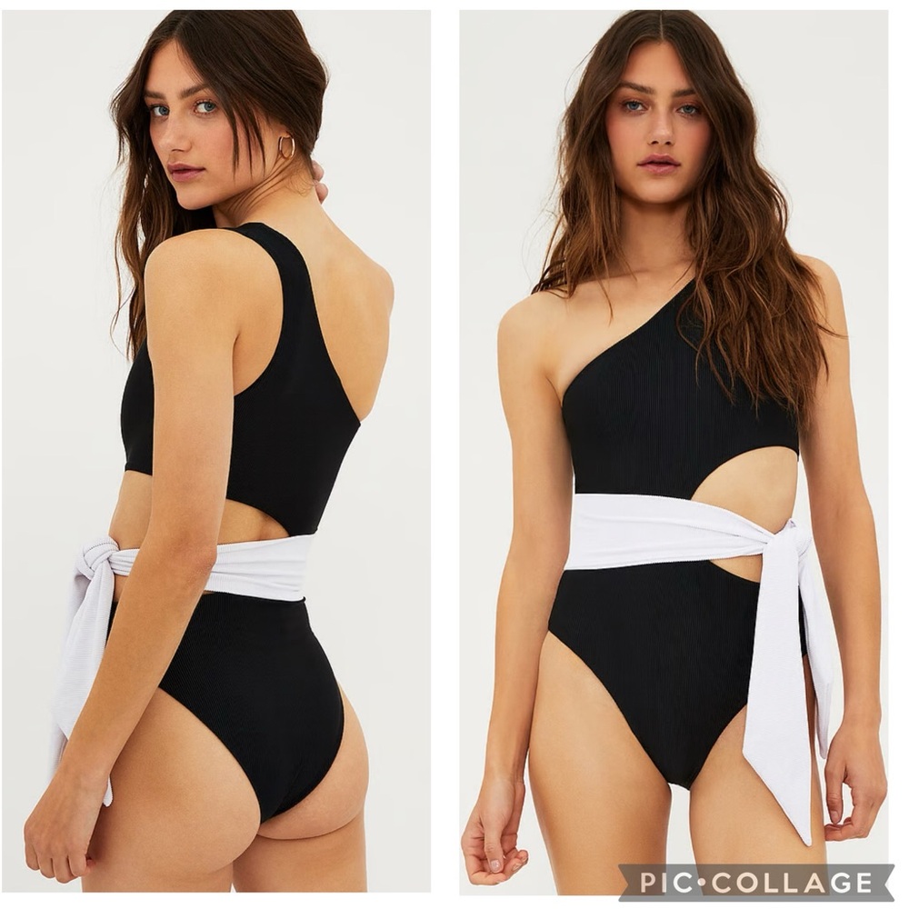 Beach Riot Black and White Asymmetrical One Piece